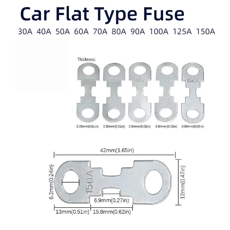 10/20/30PCS Car Flat Type Fuse 32V Battery Insert Fork Bolt Type High Current 30A 40A 50A 60A 70A 80A 90A 100A 125A 150A