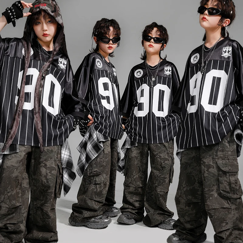 Hip Hop Kleidung Jungen Baseball Cargo Hosen Mädchen Street Dance Mantel Streetwear Kinder Jazz K-pop Kleidung Sets Kinder Kostüme