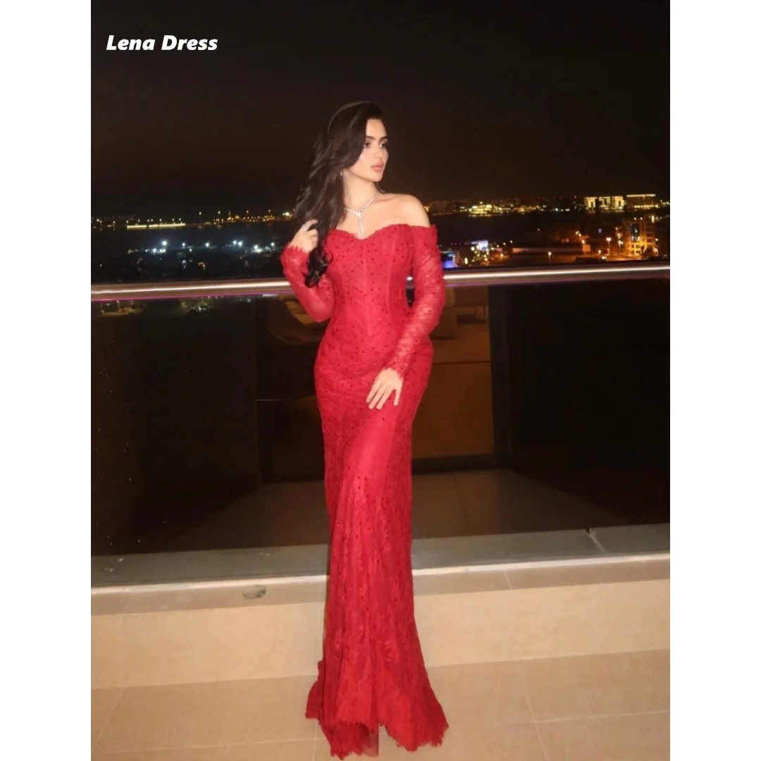 

Lena Red Роскошное женское вечернее платье Женское элегантное длинное платье по индивидуальному заказу с рыбьим хвостом и вышивкой Кружевные вечерние платья Роскошные выпускные платья