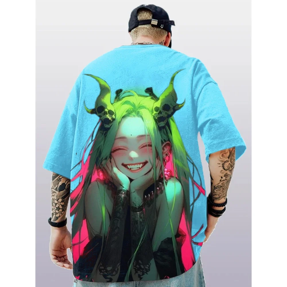 Oversized 3d Print Anime T Shirt Men Summer Hip Hop Casual Top Breathable Loose Men\'s T-Shirt Retro High Street Short Sleeved