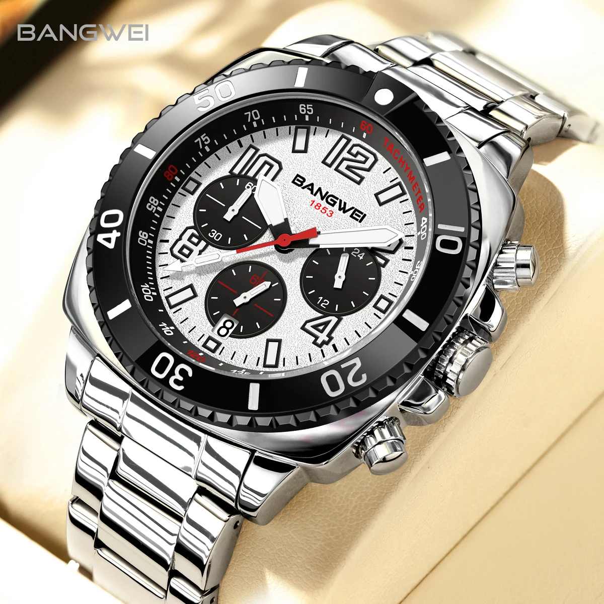 Reloj de moda BANGWEI, reloj informal para hombres de negocios, reloj de cuarzo con calendario luminoso con diamantes, reloj de pulsera Montre Homme, reloj para hombre