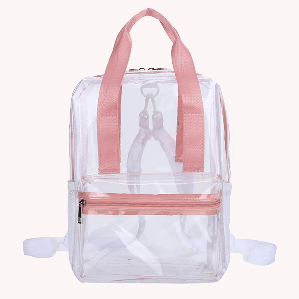 Women Clear Casual Backpack Waterproof Transparent Tote Handbag Large Capacity Clear Double Shoulder Bag Female Outdoor Backpack