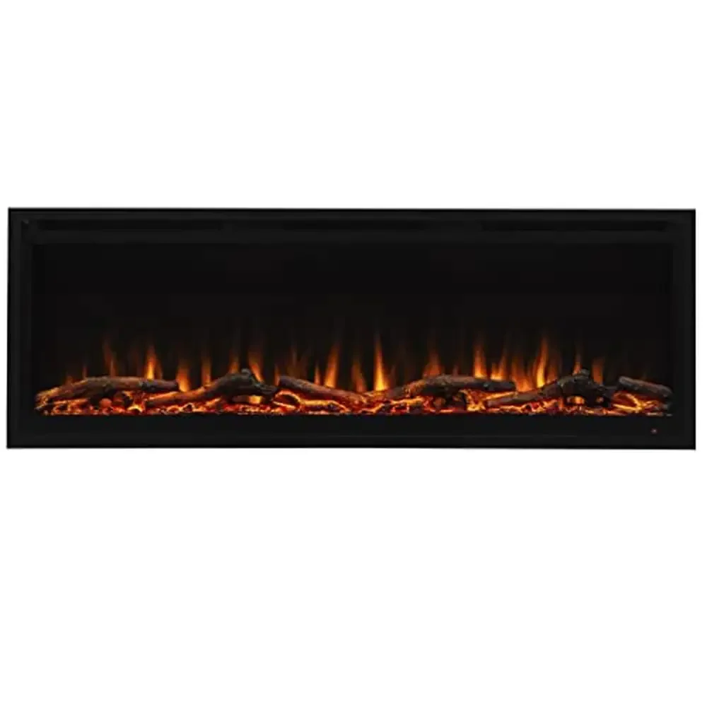 Sapphire Electric Fireplace with Various Flame Color Combinations Recessed Installation Remote Control Faux Log Set Included