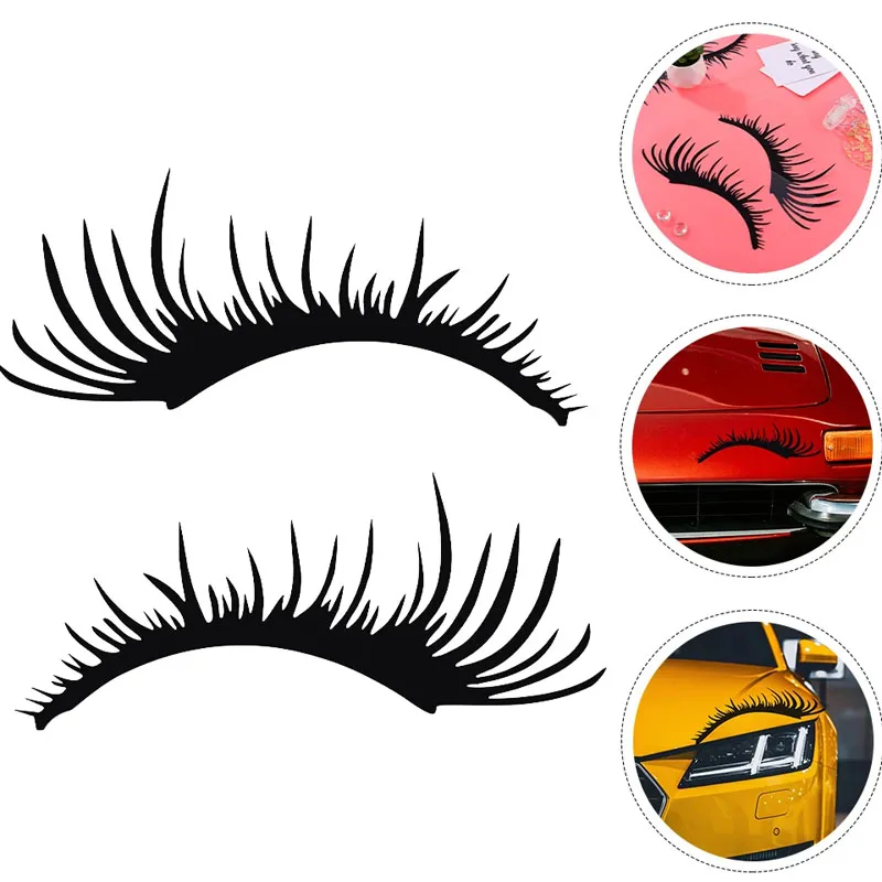 1Pair Of Charming Eyelash Stickers For Car Headlights,Car Bumper Decorations,Motorcycle Shaped Body Stickers,Windshield Stickers