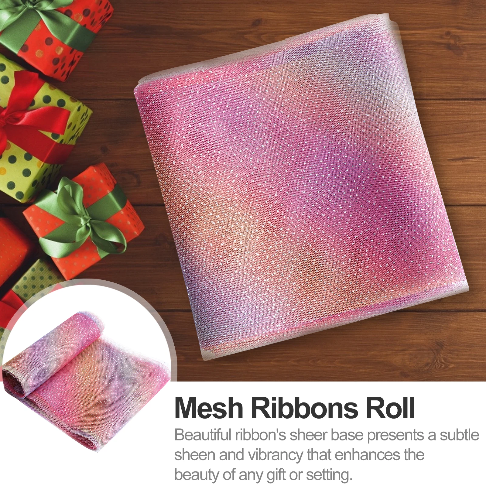 

1 Roll Diy Bowknot Hairpin Gradient Mesh Ribbon Band For Crafts Party Decor Ribbon Rolls Floral Accessory Gauze Bows