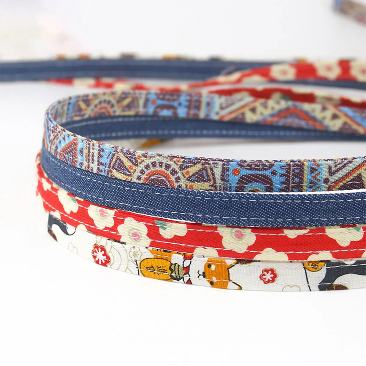 10M/Roll 10mm Wide Ethnic Style Press Denim Fabric Strip Ribbon DIY Headwear Bows Clothing Tie Collar Crafts Decoration Supplies