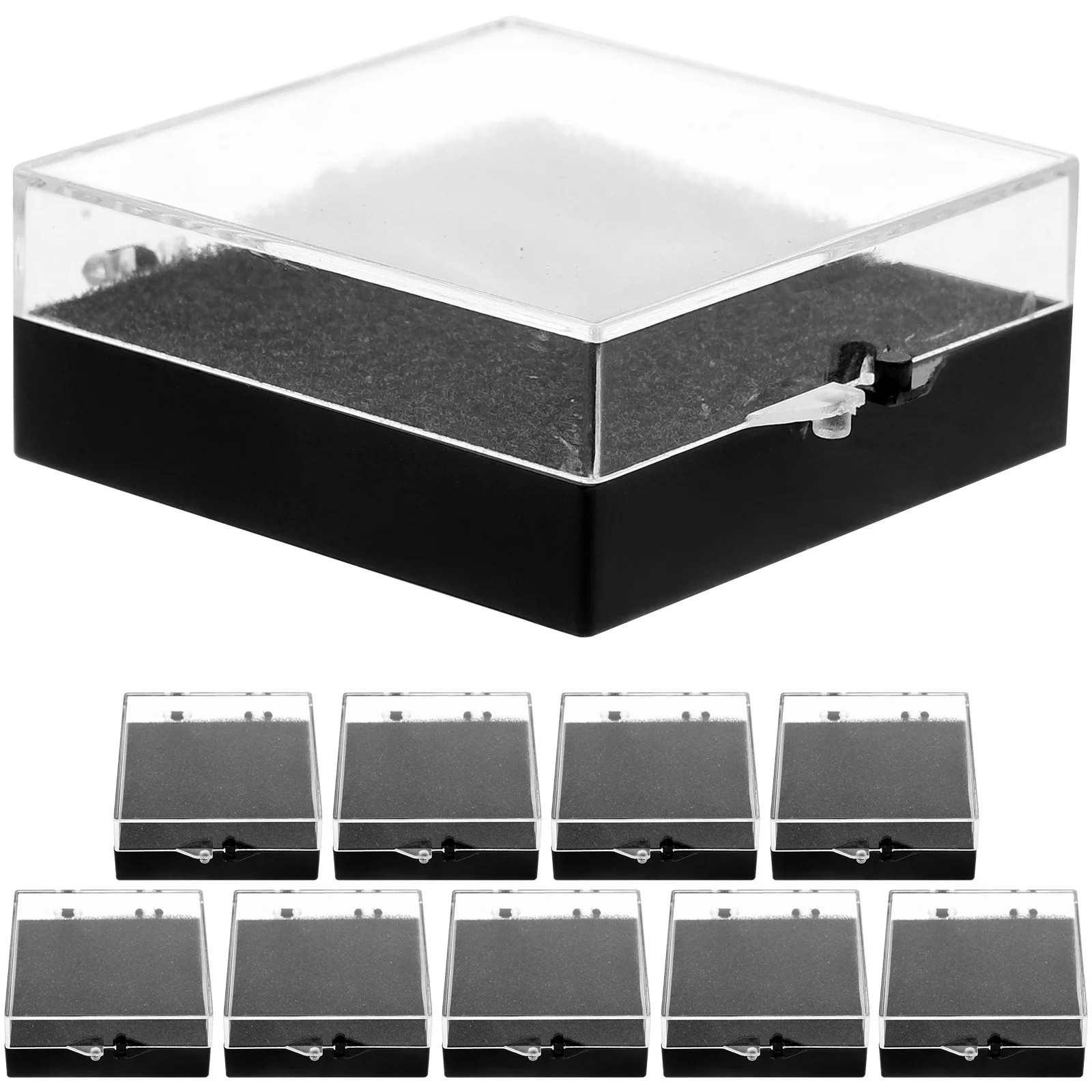 

10Pcs Display Box for Specimen Crystal Trinket Storage with Dense Sponge Padding Rugged Plastic Construction Lapel Pin Display
