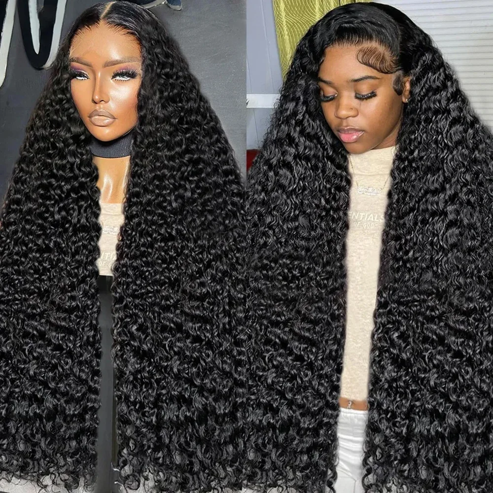 Parrucca in capelli umani con onde naturali, colore naturale, nero, con rete frontale a 360 gradi, densità 200, lunghezza 46 pollici, parrucche in capelli umani Remy per donna.
