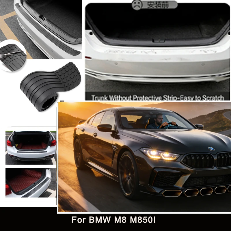 

For BMW M8 M850I Rear Trunk Guard Plate Sticker Car Rear Bumper Trim Anti-Kicked Scratch Protector Sticker Strip