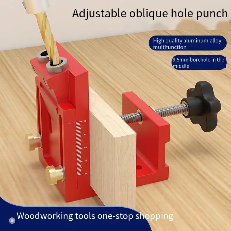Oblique Hole Locator Woodworking Positioner Drill Bits Pocket Hole Jig Kit 15 Degree Angle Drill Guide Set Carpentry Tools