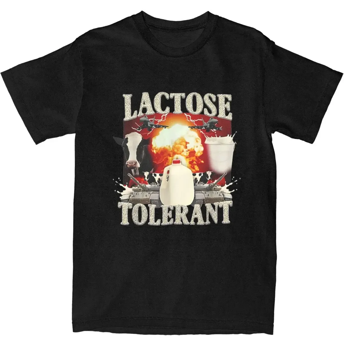 L-Lactoses T-Tolerants Funny Cotton T-Shirts Fashion Tee Shirt for Men Summer Y2K Funny Casual Short Sleeve Tees