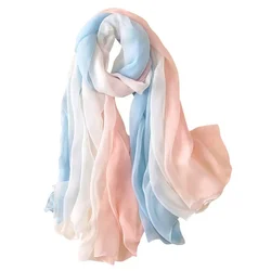 Spring and Summer New Silk Scarf Women's Korean Version Fashion Gradient Long Shawl Fashion Trend Sunscreen Scarf Thickened Neck