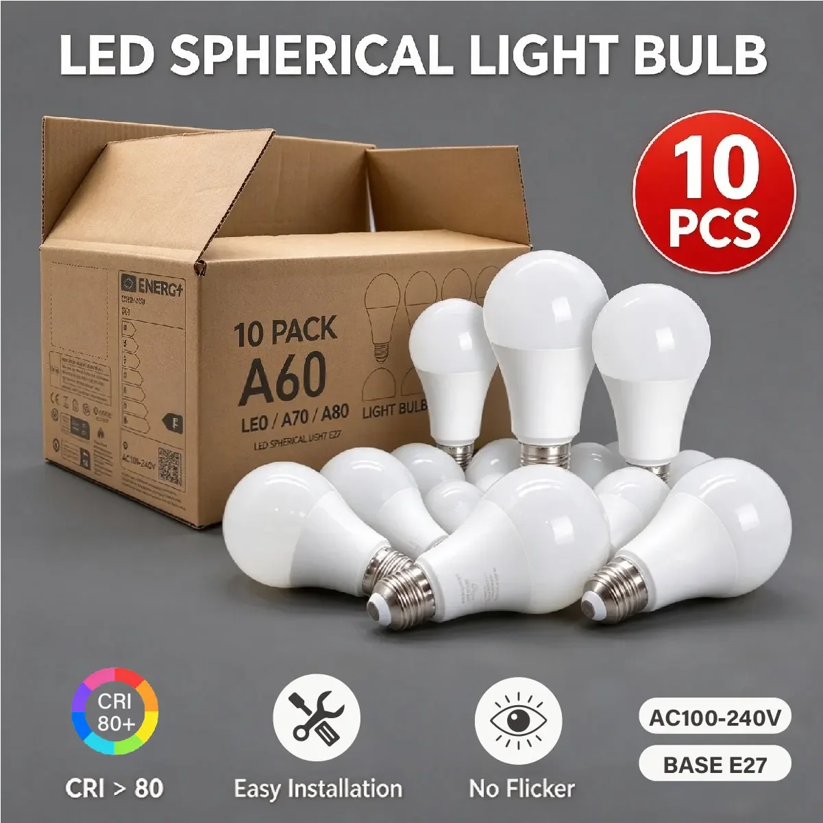 10 Pack E27 LED Bulbs, AC100-240V Wide Voltage, 15W 18W 20W 24W,270° Wide Beam Flicker-Free Indoor Foyer Light, Bombilla Lampada
