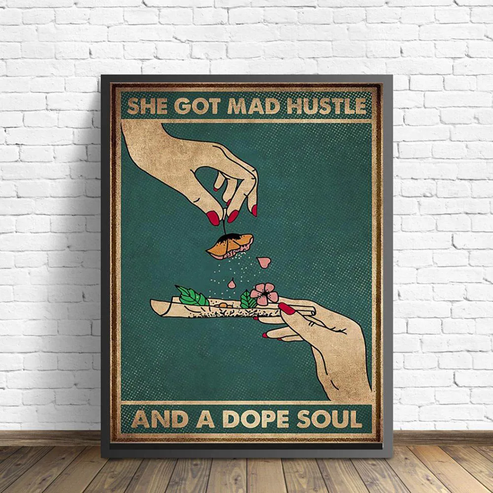 

Retro Mental Health Awareness Canvas Painting She Got Mad Hustle and a Dope Soul Posters and Prints Wall Art Pictures Home Decor