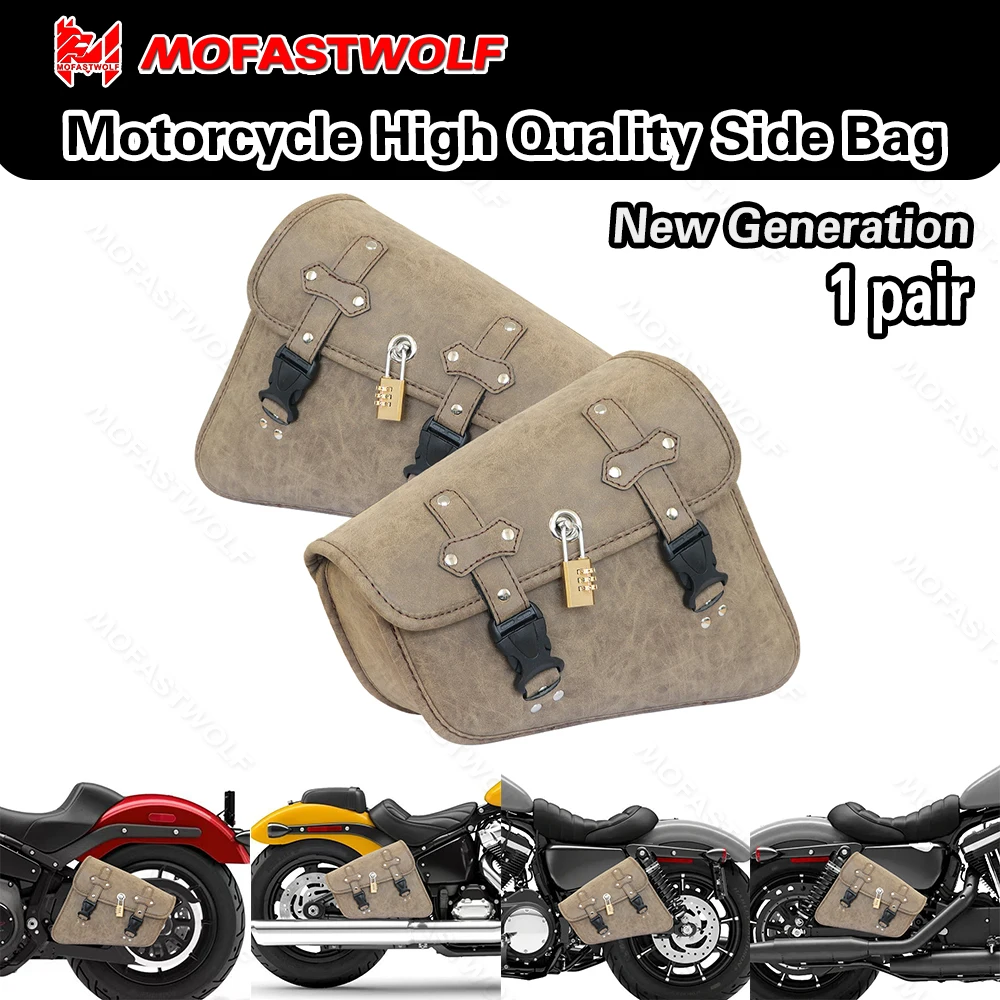 

Universal cruiser prince motorcycle For Harley Honda Lron 883 1200 48 Street Bob Low Rider S Fat Bob Side bag saddle bag