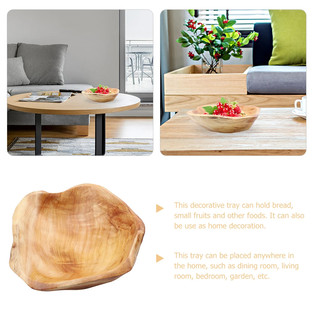 

Wooden Fruit Bowl 15-19cm Large Salad Tray Irregular Shape Wood Dish Bowl Serving Plate Home Hotel Restaurant Decor