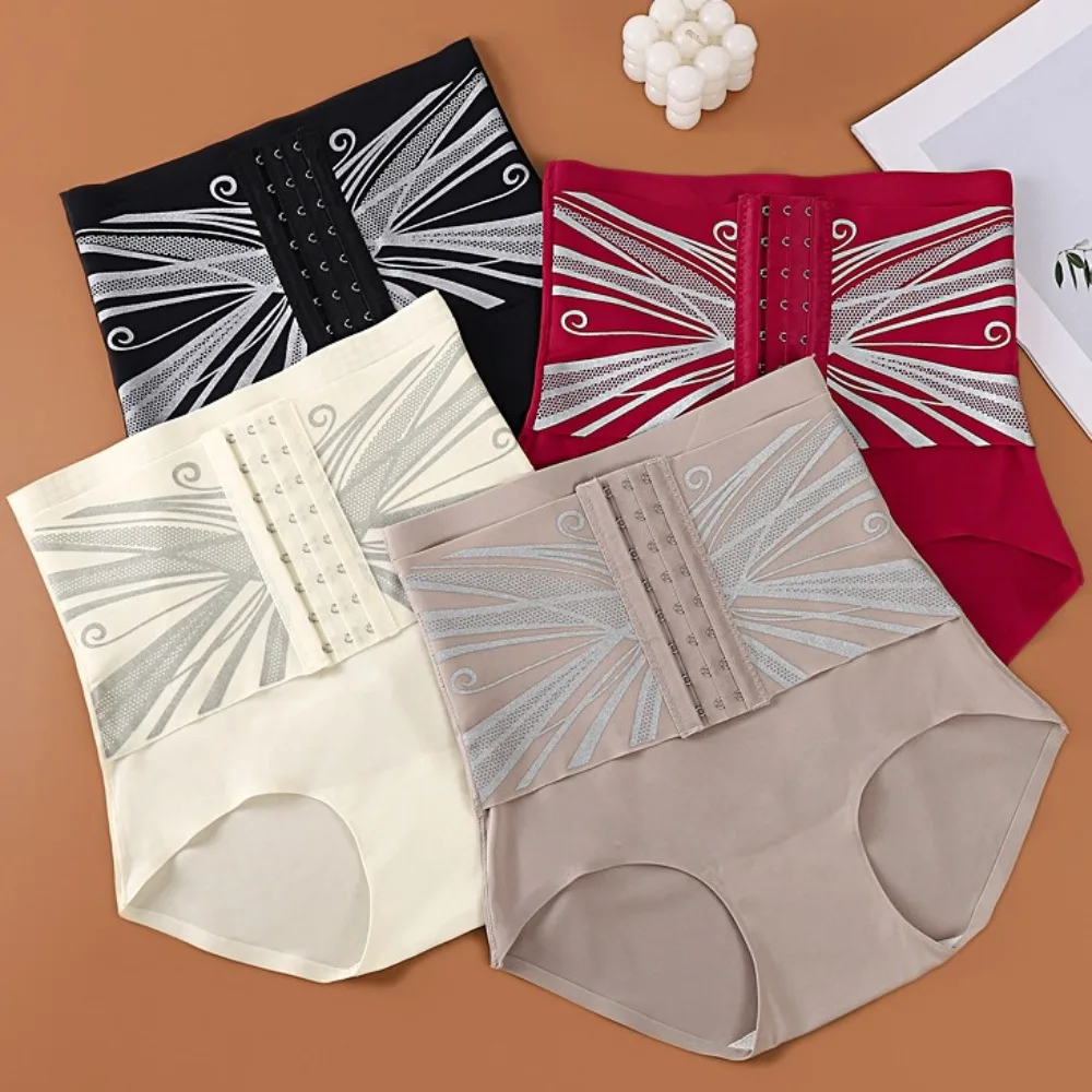 

High Waist Slimming Shaping Panties Buckle Waist Trainer Tummy Control Underwear Belly Contracting Lingerie Butt Lifting Briefs