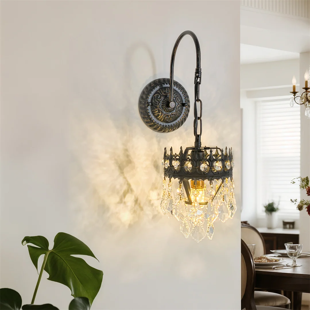 

Настенный светильник VRYGLE класса люкс с кристаллами, проводное подключение, для спальни, гостиной, коридора, прохода, элегантный декоративный светильник