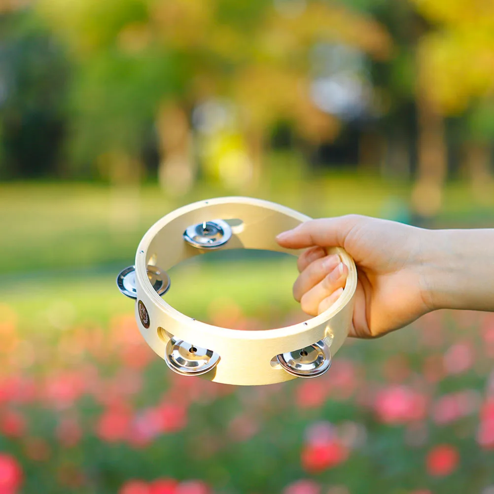 جرس يدوي خشبي، متين وناعم وآمن للأطفال، يلعبون صوتًا ساطعًا، تصميم مريح للحفلات والرقص والحفلات الموسيقية #1