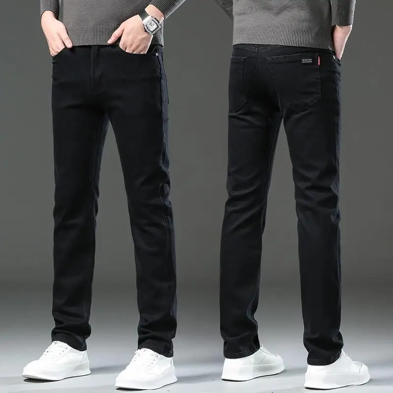 

Мужские повседневные джинсы Busin, эластичные, свободного кроя, прямые, весна-осень, модные, из смесового полиэстера и хлопка