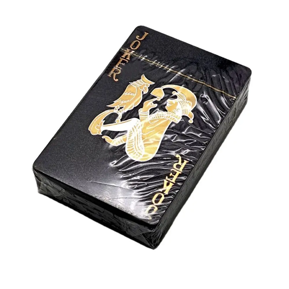 A Deck Of Playing Cards 2 Styles Of Plastic With Golden Laminate Washable Creative Black And Gold Waterproof Magic Cards