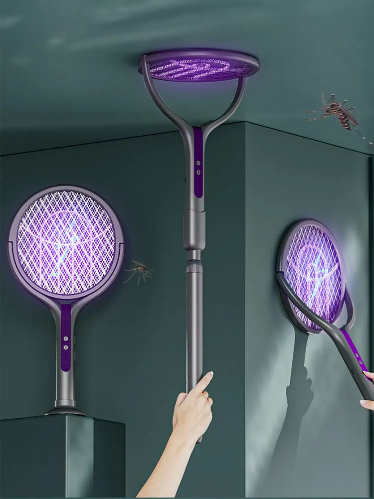 Rotating Head Bug Zapper Racket Rechargeable Electric Fly Swatter Fly Killer and Mosquito Trap Lamp for Indoor and Outdoor image 6