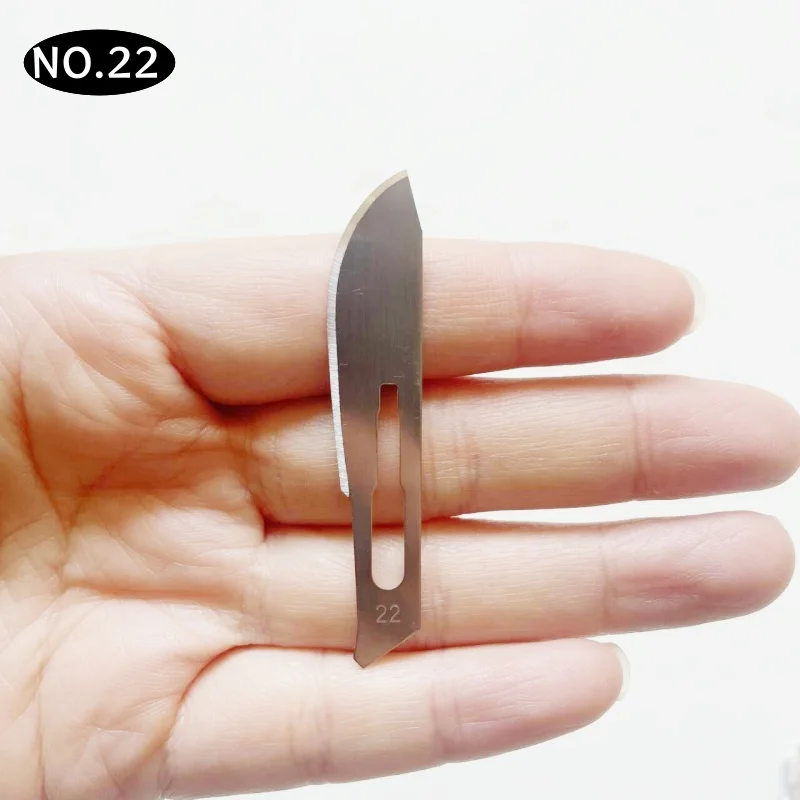 

100pcs NO.22 Denatl Carbon Steel Sterile Surgical Blades with FREE Scalpel Knife Handle Medical Dental Tools