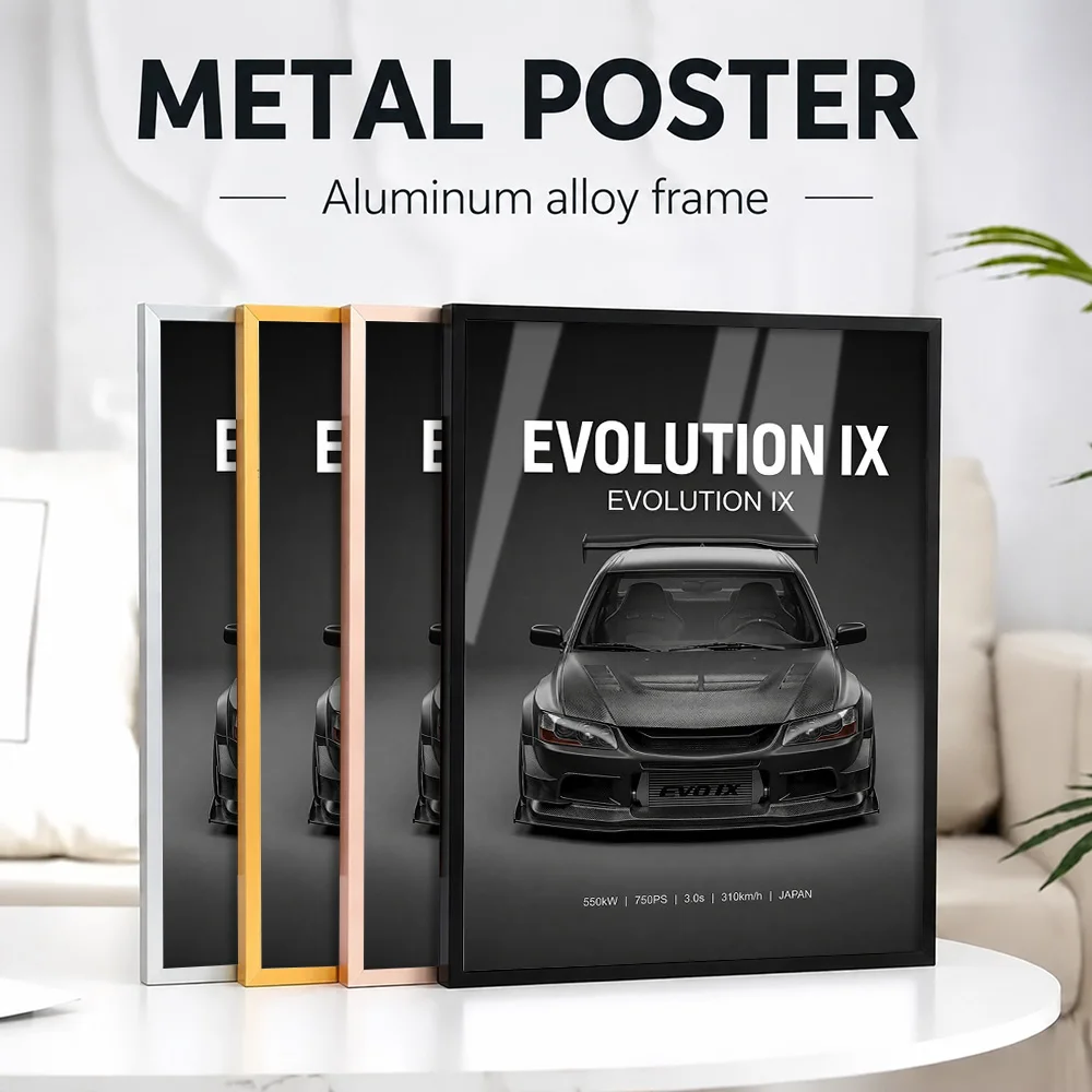 Sleek Sport Japan Evolution IX Car Metal Poster With Aluminum Alloy Frame Personalized Photo Dynamic Style Wall Art For Garage