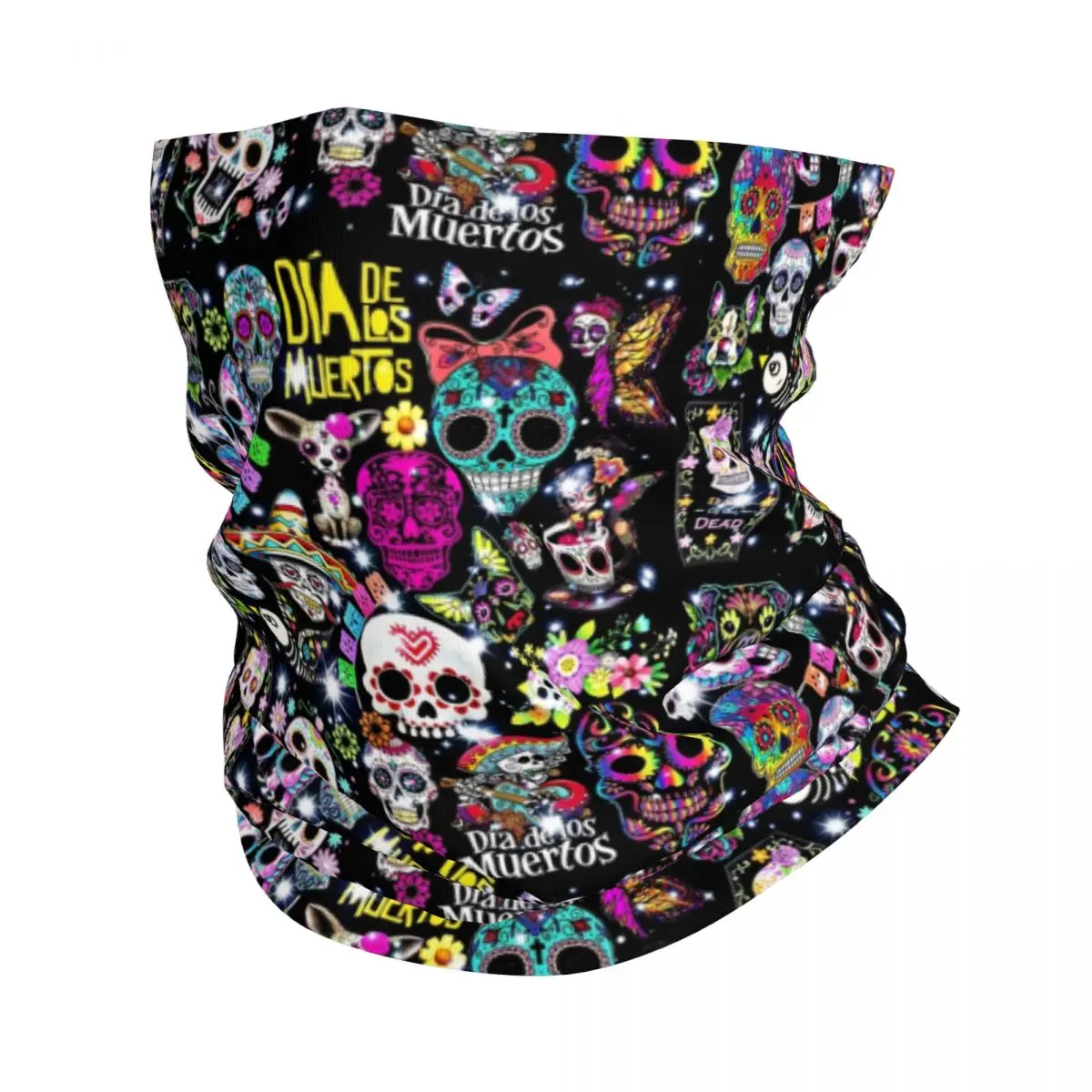 

Day Of The Dead Sugar Skull Bandana Neck Cover Printed Balaclavas Wrap Scarf Warm Headband Fishing for Men Women Adult Winter