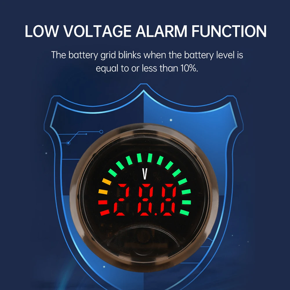 DC7-100V Mini Digital Voltmeter Battery Capacity Tester 2-Wire Circular Voltage Current Meter Volt Detector Test Power Indicator
