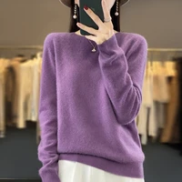 100% Merino Wool Sweater Women O-neck Cashmere Knitwear Female Pullover Autumn Winter Casual Tops Solid Color Soft  Clothing - Image 6