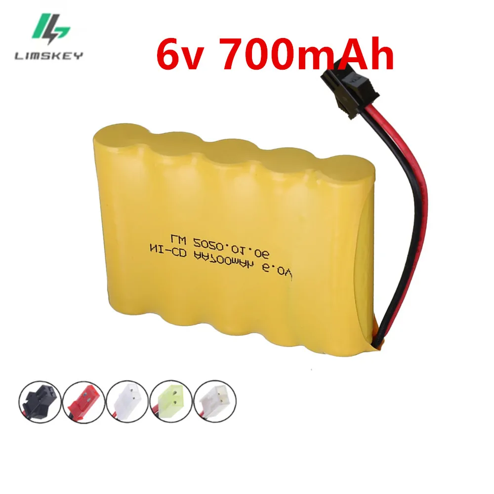 Batería NiCD de 6V y 700MAH para juguetes, coches, tanques, camiones, robots, pistolas, barcos, batería recargable AA Ni-CD de 6.0v con enchufe SM