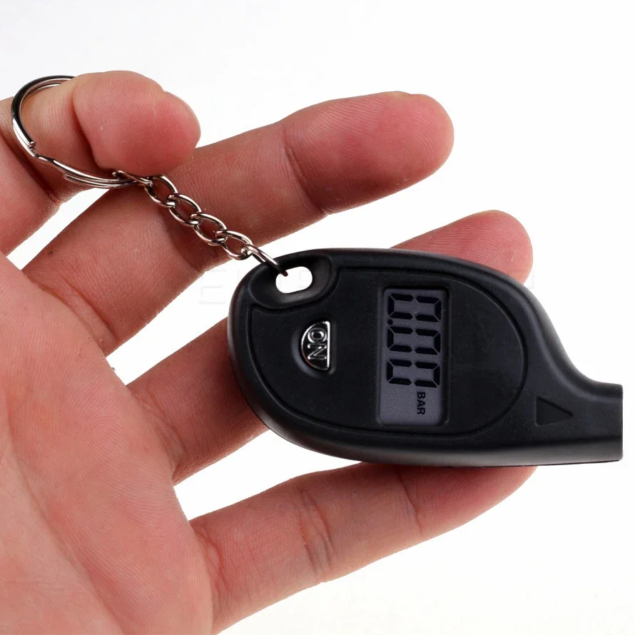 Mini Keychain Style Tire Gauge Digital Lcd Display Car Tire Air Pressure Tester Meter Car Motorcycle Auto Tire Safety Alarm