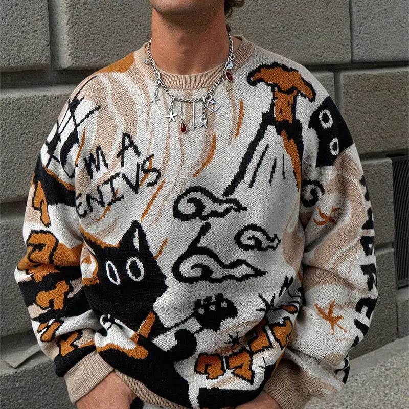 Men's Retro Dot Knitted Sweater Spring Summer