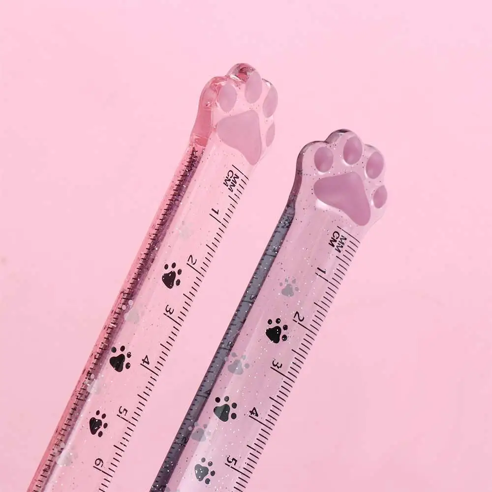 Cute Kawaii Painting Office School Supplies Stationery Plastic Scale Ruler Measuring Ruler Straight Ruler Cats Claw Ruler