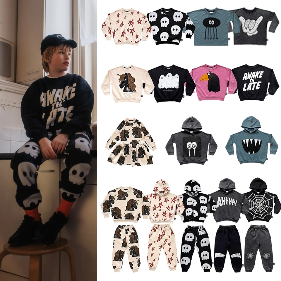 

LMH Brand Tops Baby Outfit Set Girls Dresses Animal Pattern Kids Girls Clothes Boys Cool Hoodies And Pants Children's Clothing