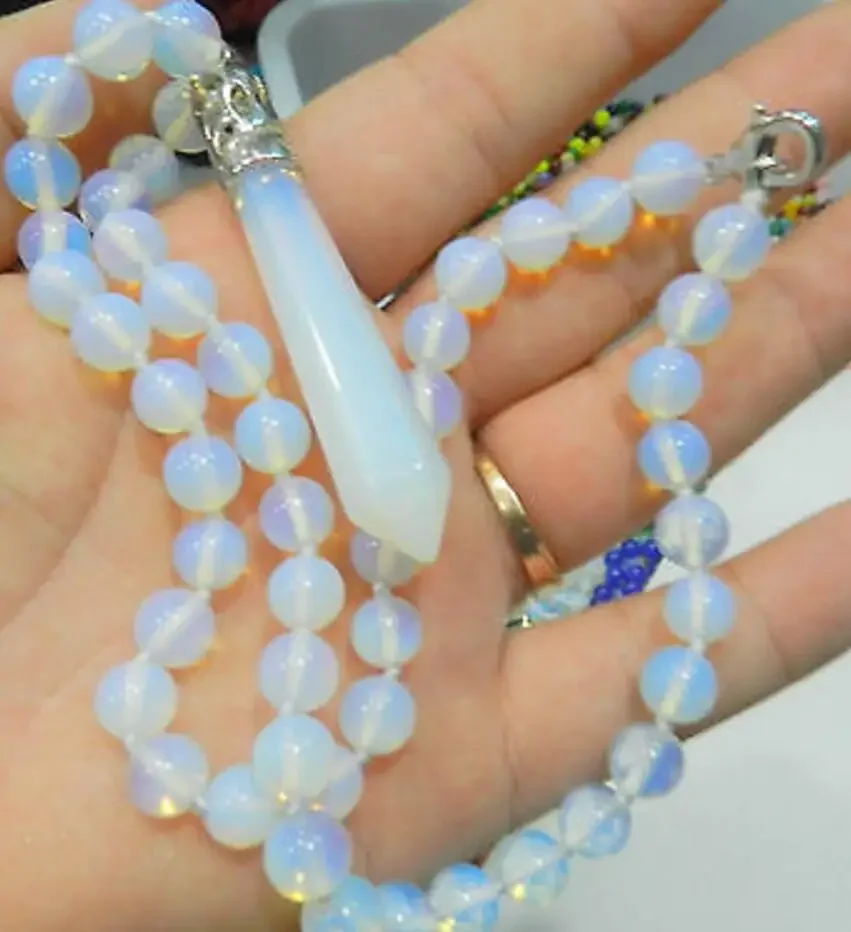 

New Hexagonal stone Healing Chakra Reiki Opal Opalite Necklace + earrings 18inch