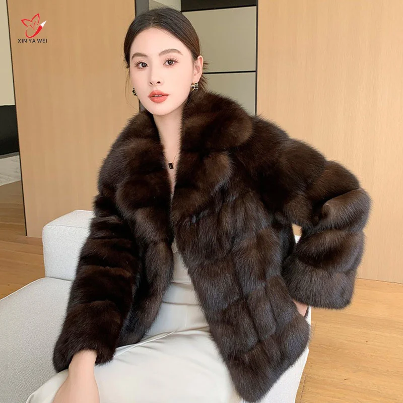 Women's Luxury Winter Fashion Faux Fur Coat Brown Fur Coat Women Thick Warm Outerwears Furs Women Fluffy Faux Fur Jacket Female