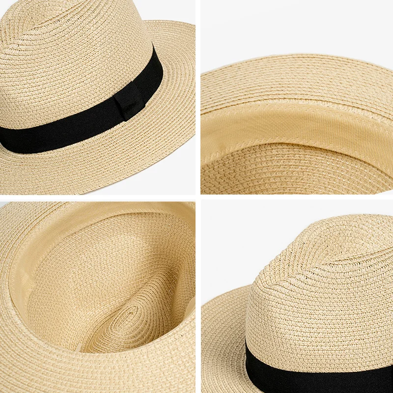 Beautoday Straw Hats Women Paper Straw Wide Brim Beige Black Panama Summer 2023 Fashion Casual Ladies Sun Caps Outdoor 96504