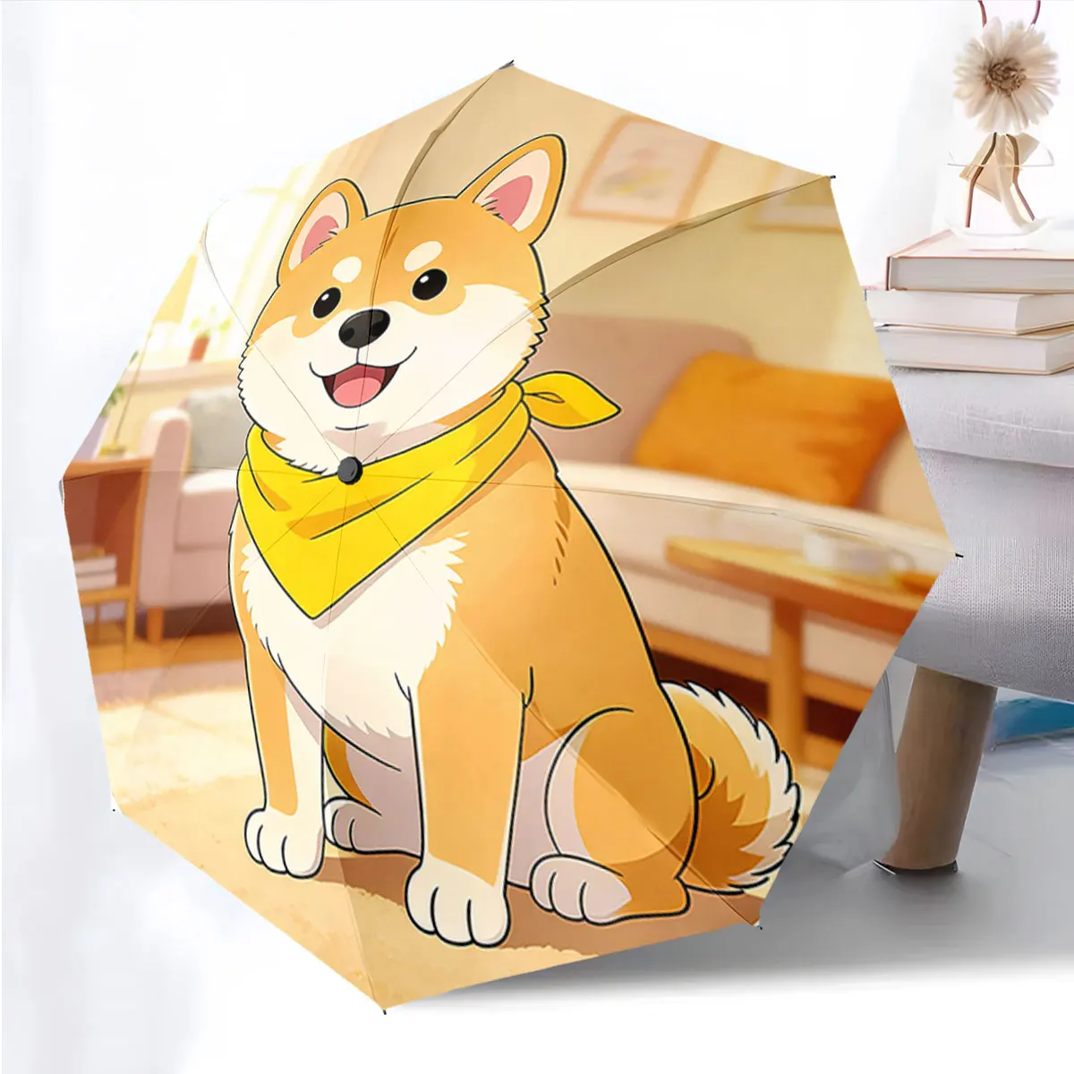 1PC Shiba Inu Umbrella Design for Pet Lovers Print 8 Iron Ribs Folding Umbrella Auto-Open Fashion Sunshade
