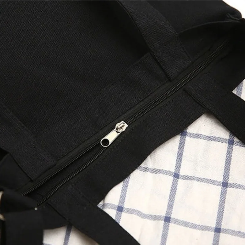 كونان إيدوغاوا أنيتا هايلي مظهر عالٍ إبداعي جديد حقيبة كتف ذات سعة كبيرة أنيمي طالب حقيبة قماش قنب سوداء حقيبة كروسبودي