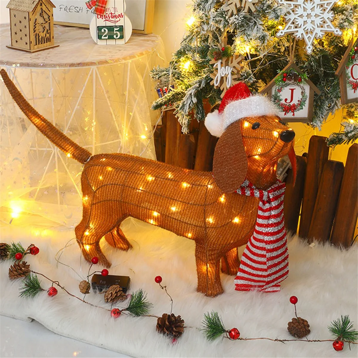 Dachshund-Themed Christmas Lights, Shiny Holiday Decor