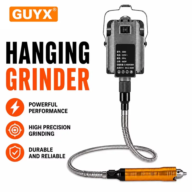 Hanging Grinder 680W 220V Flexible Shaft Tool 0.3-4mm Clamp 0-24000RPM for Polishing Carving