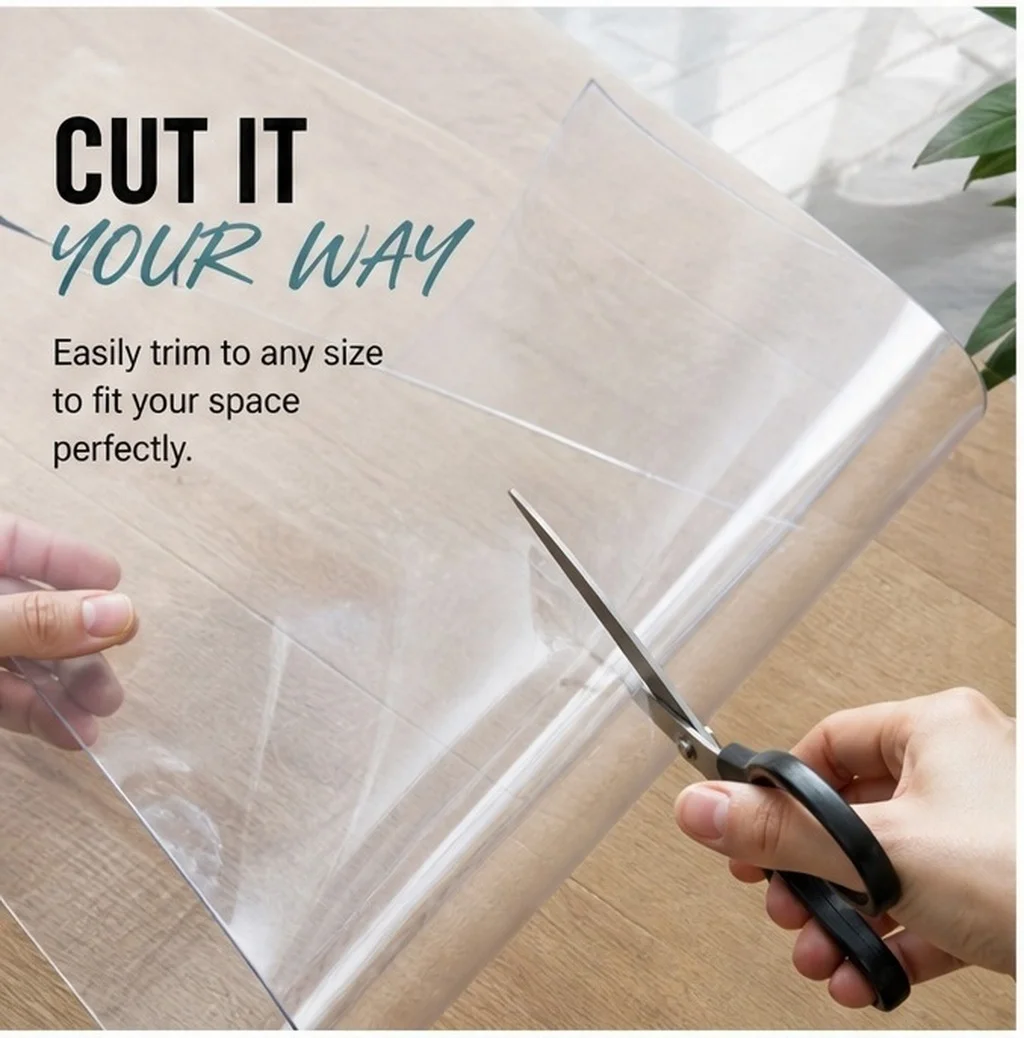 Transparent PVC Chair Mat Waterproof Wear Resistant Protective Ground Mat for Floor Dining Table Office Desk Protector