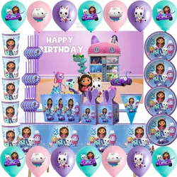 Cartoon Gabby Dollhouse Birthday Party Supplies, Balão Set Decoração, Talheres descartáveis, Baby Shower, Casamento, Novo