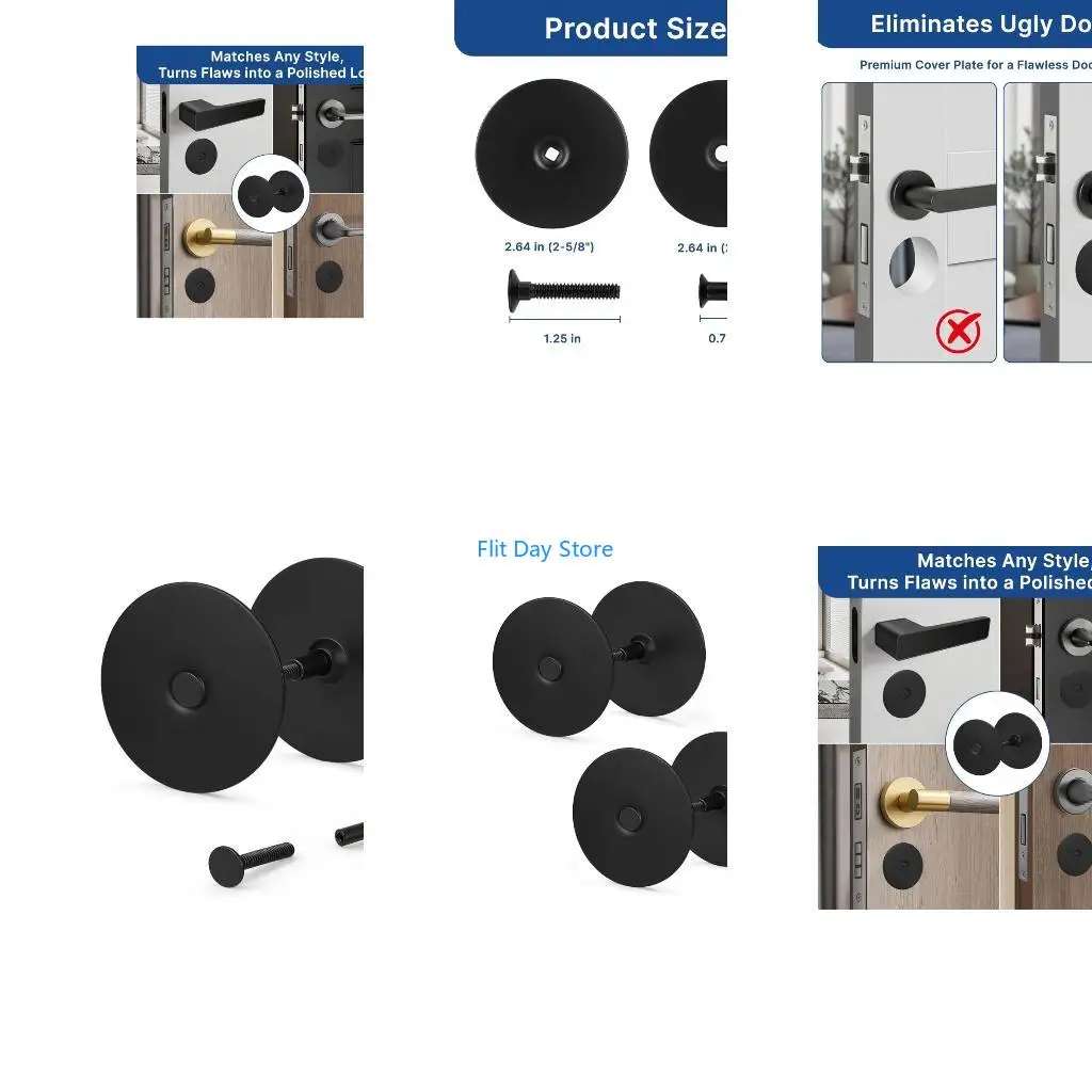 F92C 2Pack Smooth Surfaces Door Knobs Hole Cover Durability Metal Deadbolts Hole Cover Plate for Wood Or Metal Door
