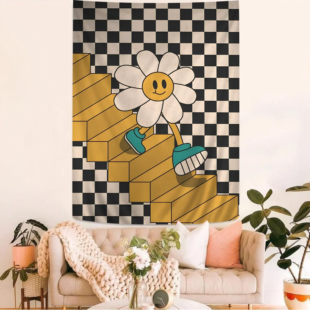 Słonecznik Smiley Face Tapestry ścienne Wiszące Tarot Hippie Dywaniki ścienne Dorm Wiszące prześcieradła ścienne