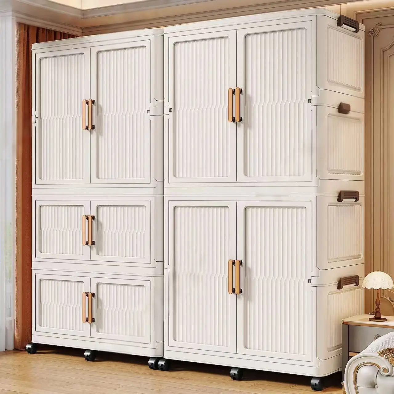 

Transparent Door Multi-Layer Storage Cabinet Large Capaci Staable Children's Clothing Organizer Bedroom Storage Cabinet