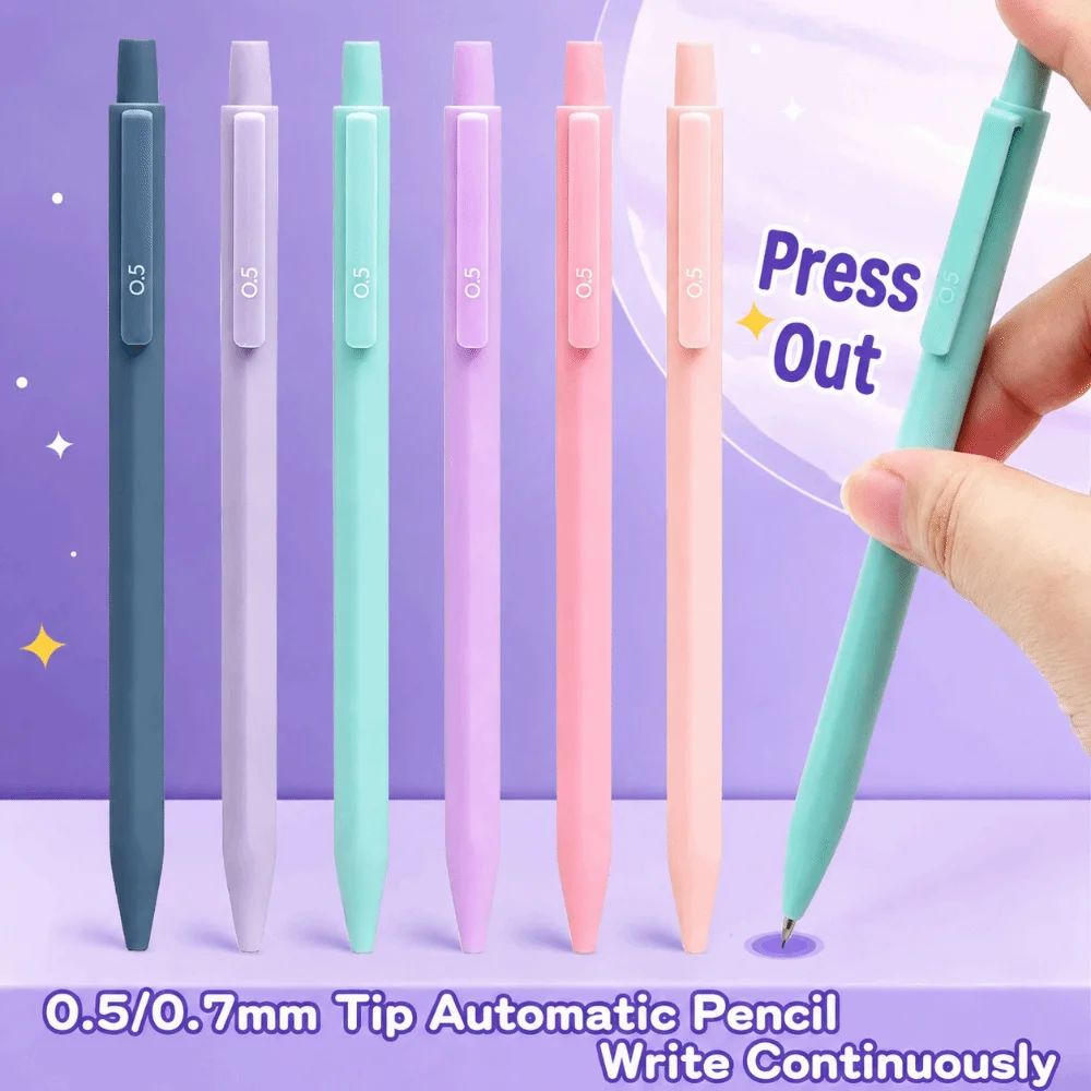 16pcs Durable Morandi Mechanical Pencil Set 0.5/0.7mm with Refills/Erasers Automatic Pencils HB Drafting Pencils Kit Students