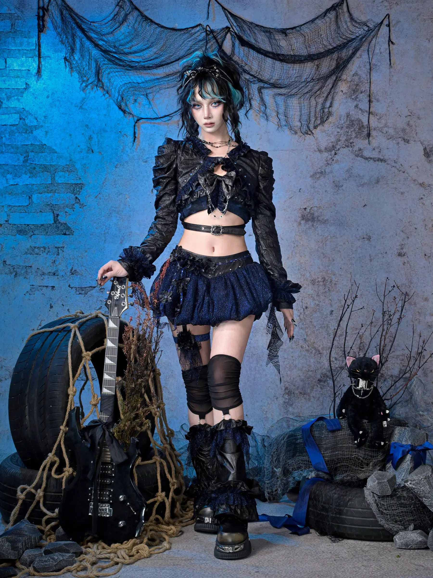 

Короткая куртка в стиле Y2K Punk от Virtual Orbit, оригинальный дизайн, облегающий укороченный топ из искусственной кожи с плиссировкой для девушек, кардиган